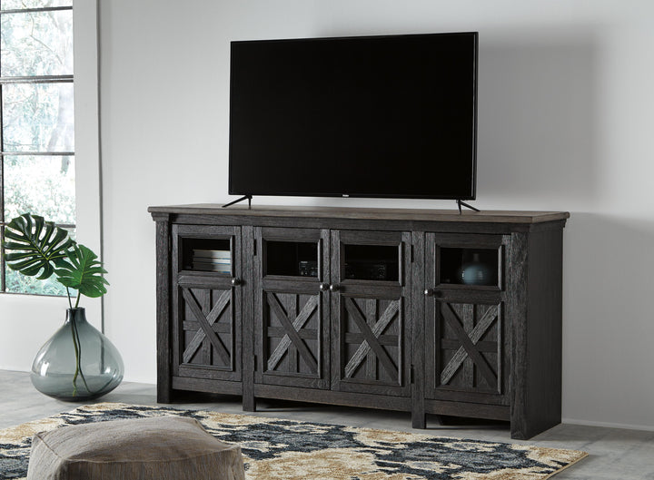 Tyler Creek 74" TV Stand - Dark Gray (2)