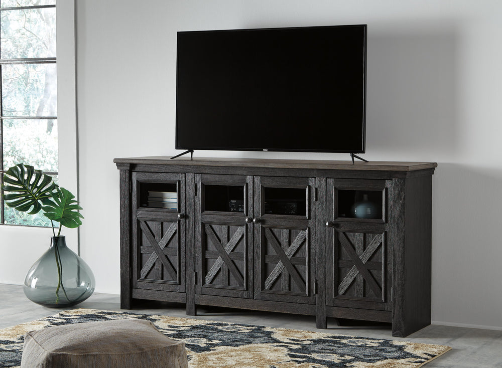 Tyler Creek 74" TV Stand - Dark Gray (2)