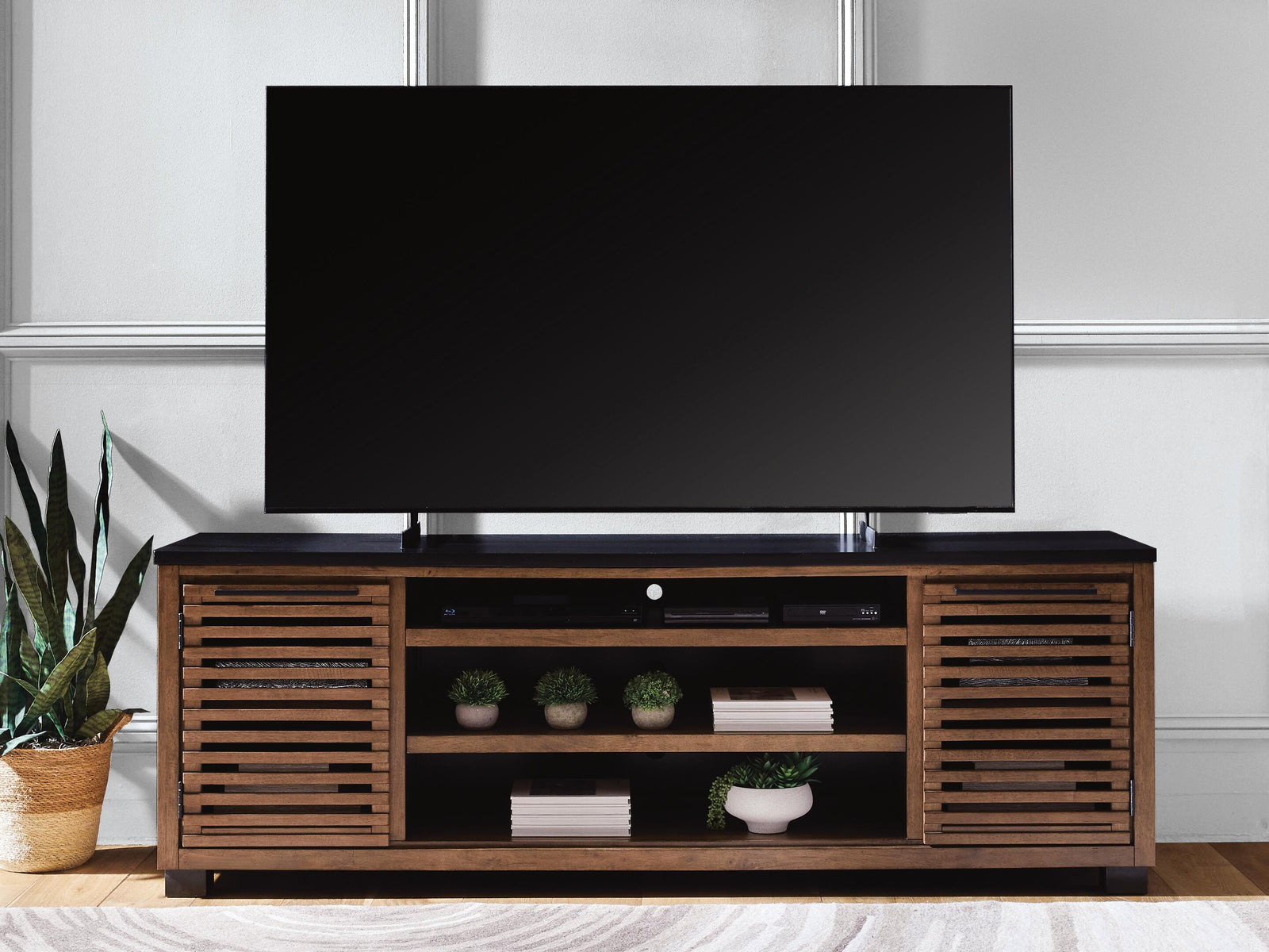Kallari 84" TV Stand - Dark Brown (2)