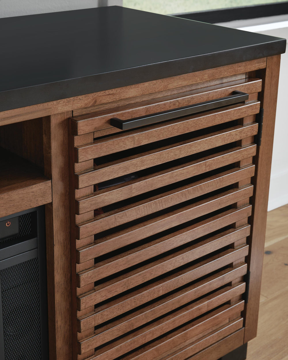 Kallari 84" TV Stand with Electric Fireplace - Dark Brown (5)