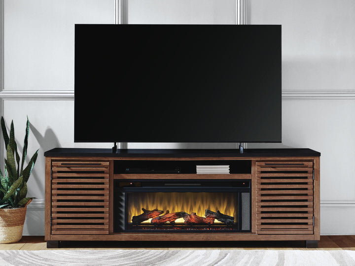 Kallari 84" TV Stand with Electric Fireplace - Dark Brown (4)