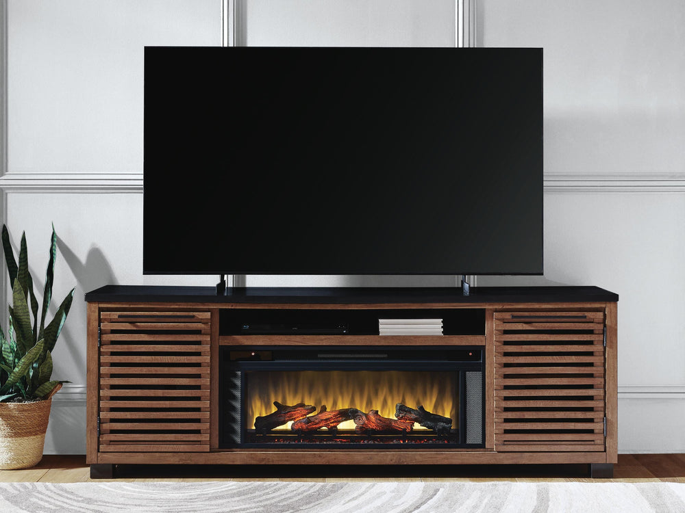 Kallari 84" TV Stand with Electric Fireplace - Dark Brown (4)