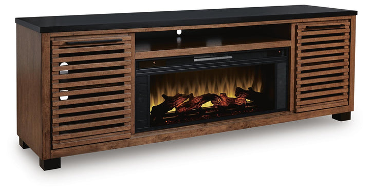Kallari 84" TV Stand with Electric Fireplace - Dark Brown (1)