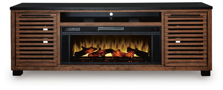 Kallari 84" TV Stand with Electric Fireplace - Dark Brown (3)