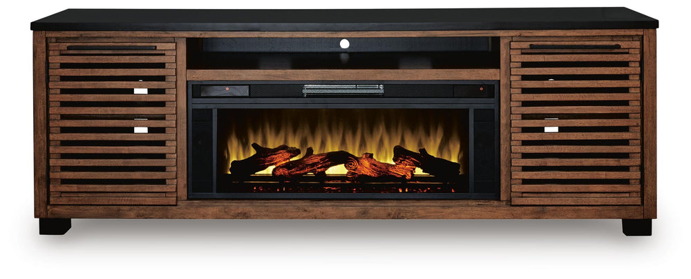 Kallari 84" TV Stand with Electric Fireplace - Dark Brown (3)