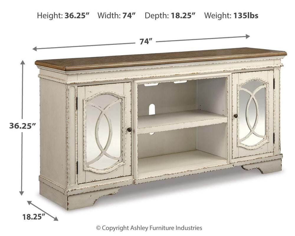 Realyn 74" TV Stand - White (4)