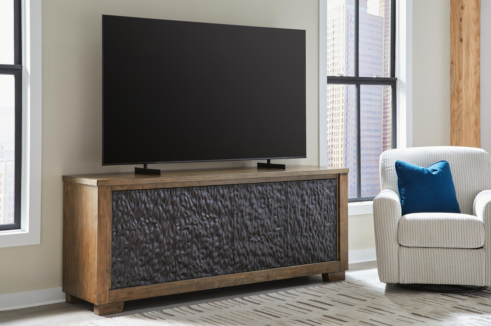 Rosswain 80" TV Stand - Dark Brown (2)