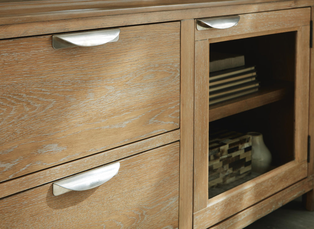 Rencott 80" TV Stand - Light Brown (6)