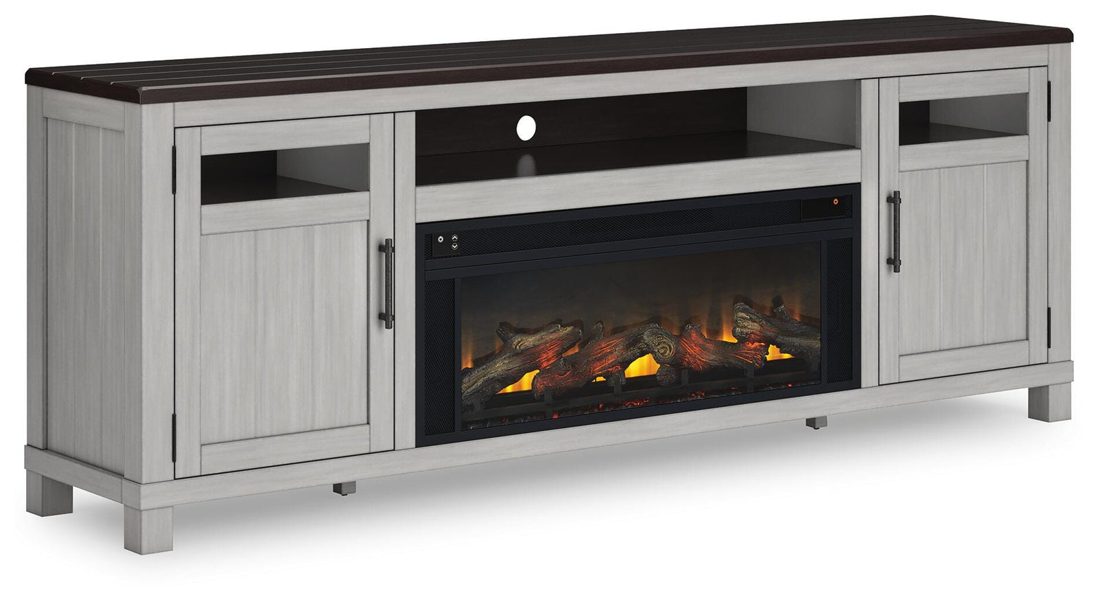 Darborn 88" TV Stand with Electric Fireplace - Dark Gray (1)
