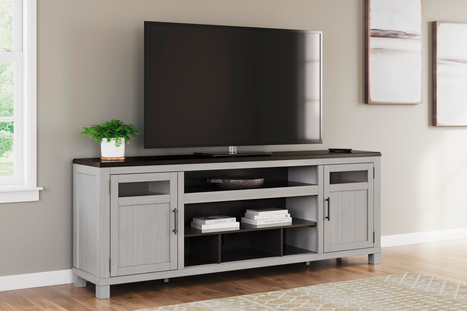 Darborn 88" TV Stand - Dark Gray (2)