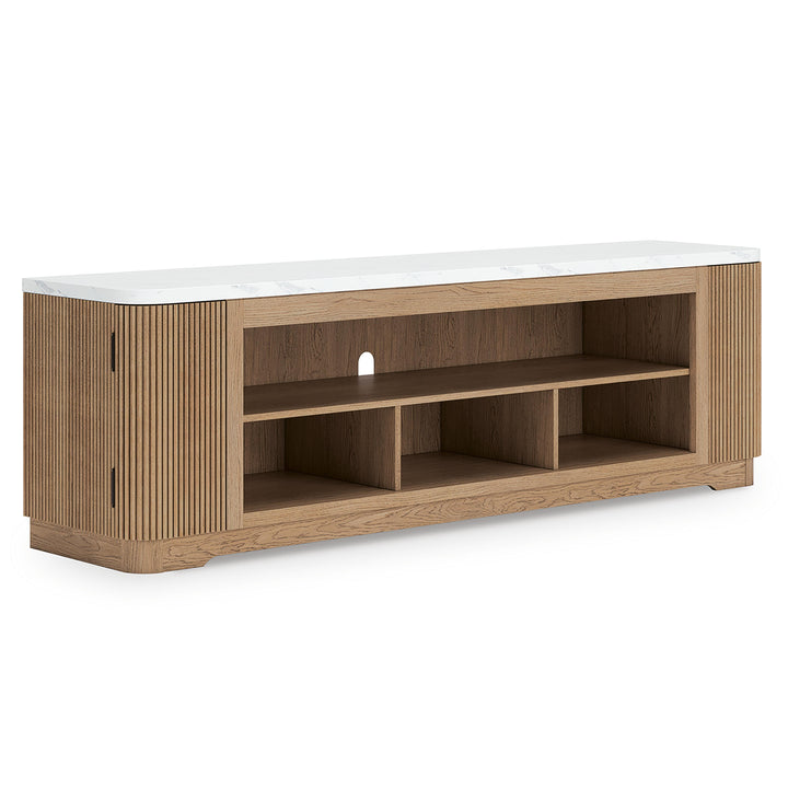 Camdill 80" TV Stand - Light Brown (2)