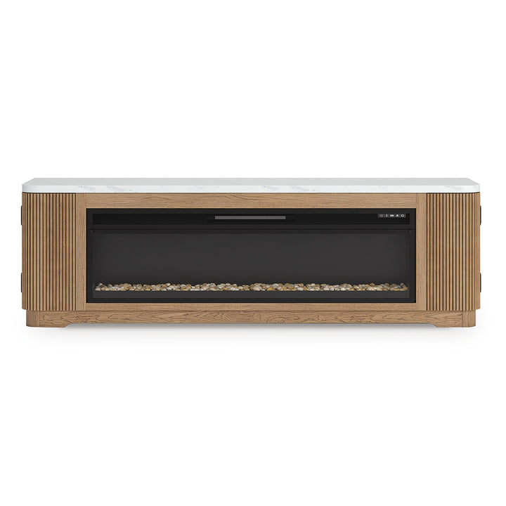 Camdill 80" TV Stand with Electric Fireplace - Light Brown (8)