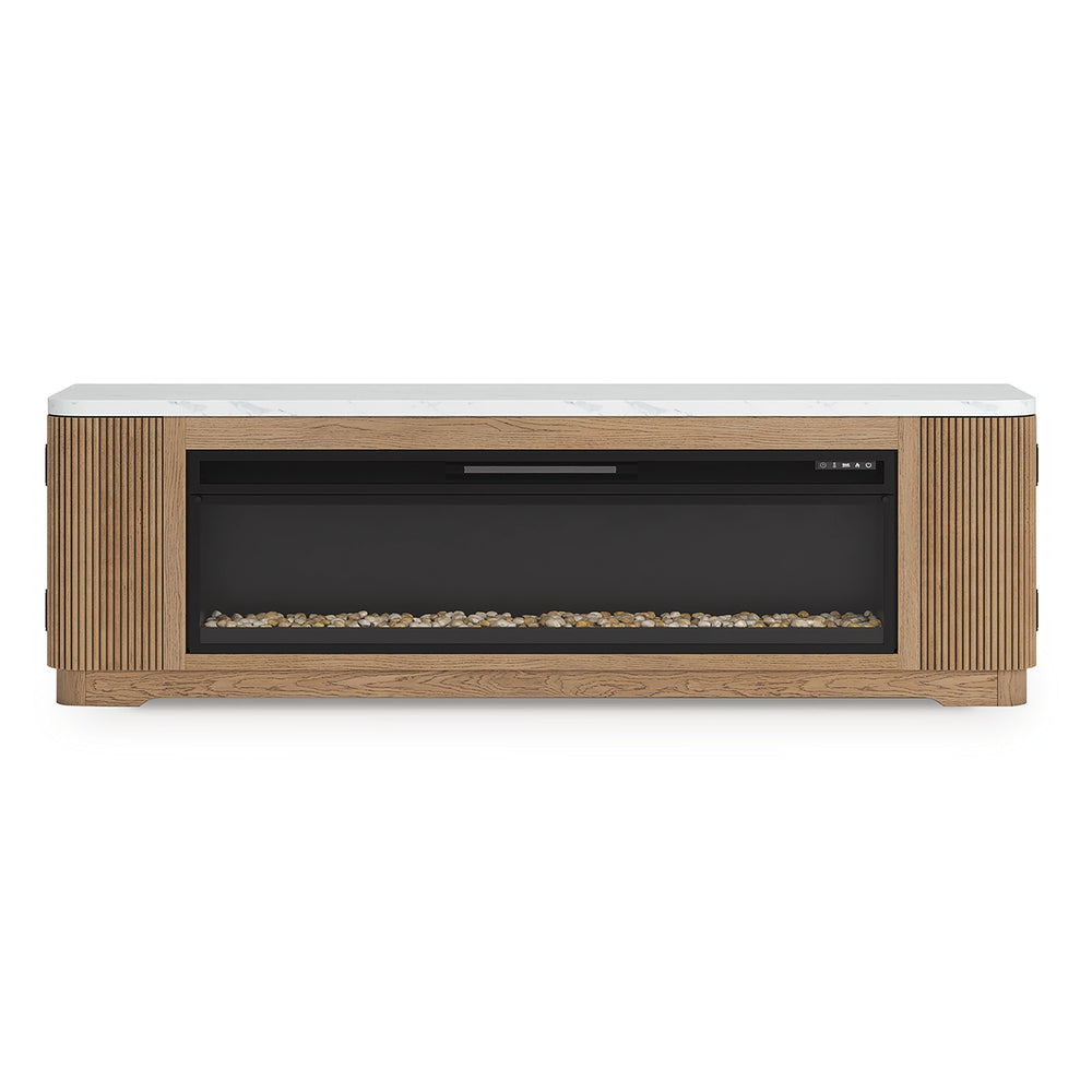 Camdill 80" TV Stand with Electric Fireplace - Light Brown (8)