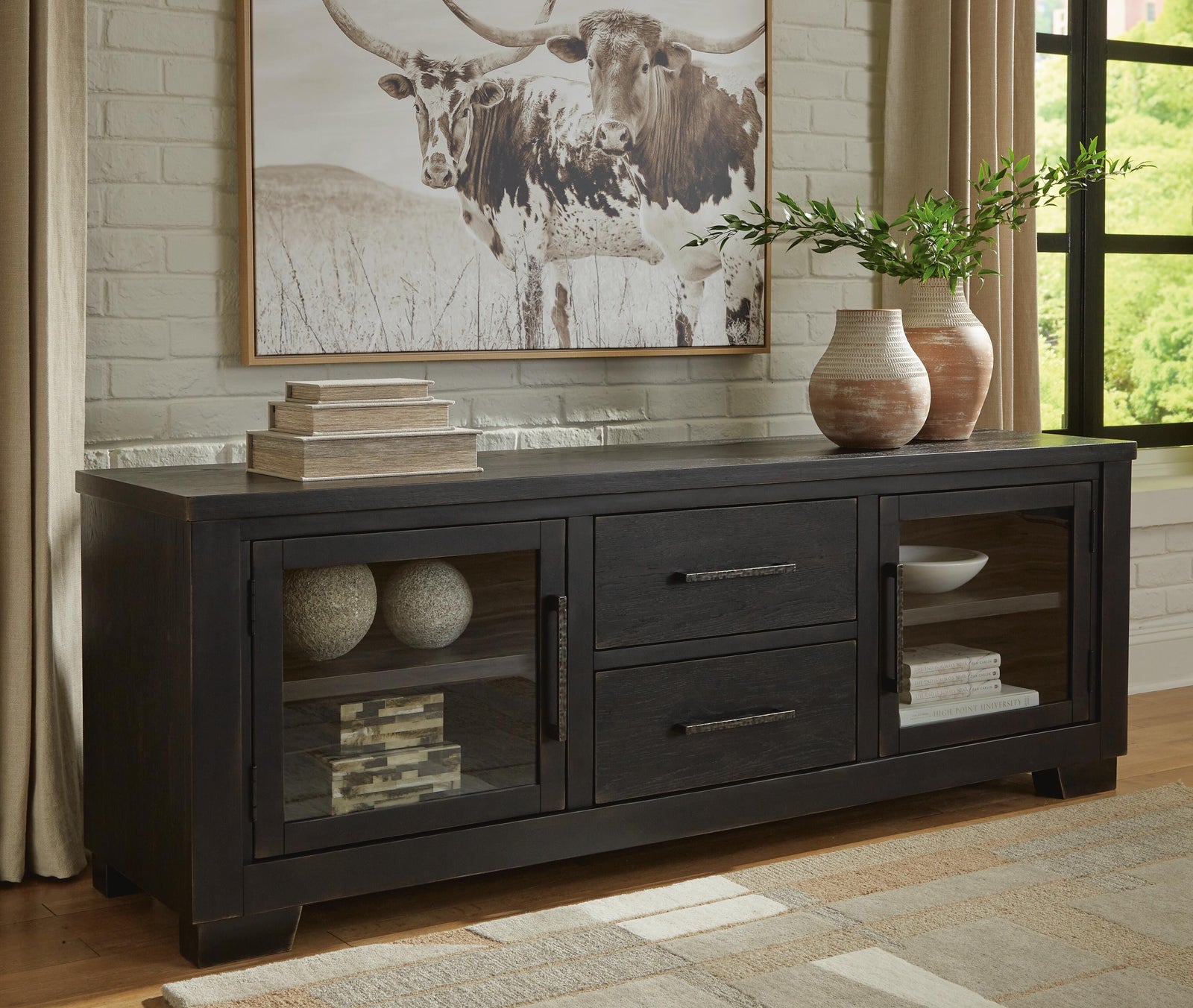 Galliden 80" TV Stand - Black (2)