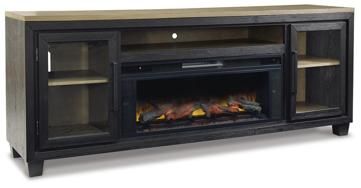 Foyland 83" TV Stand with Electric Fireplace - Black/Brown (1)