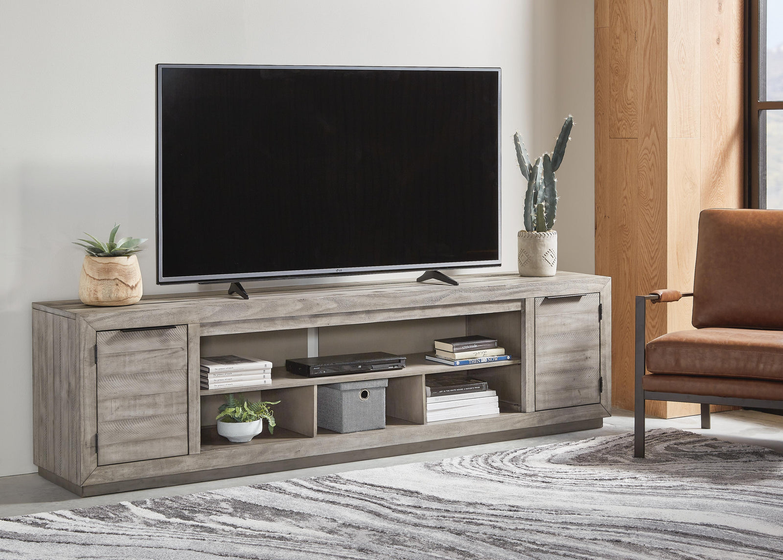 Naydell 92" TV Stand - Gray (2)
