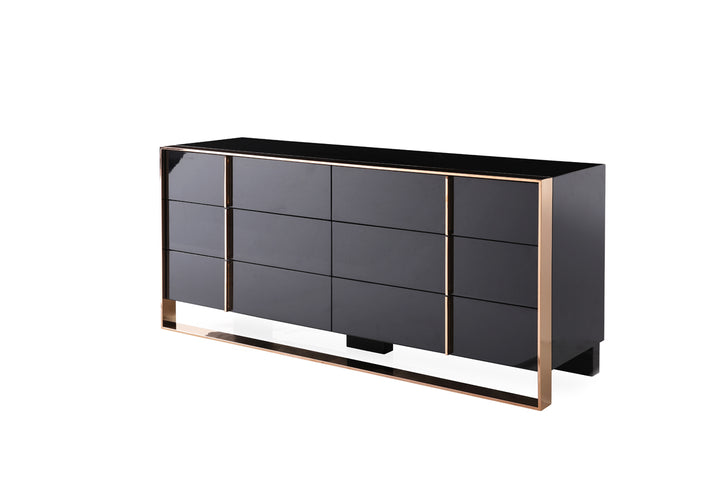 Cartier Modern Black &amp; Rosegold Bedroom Set