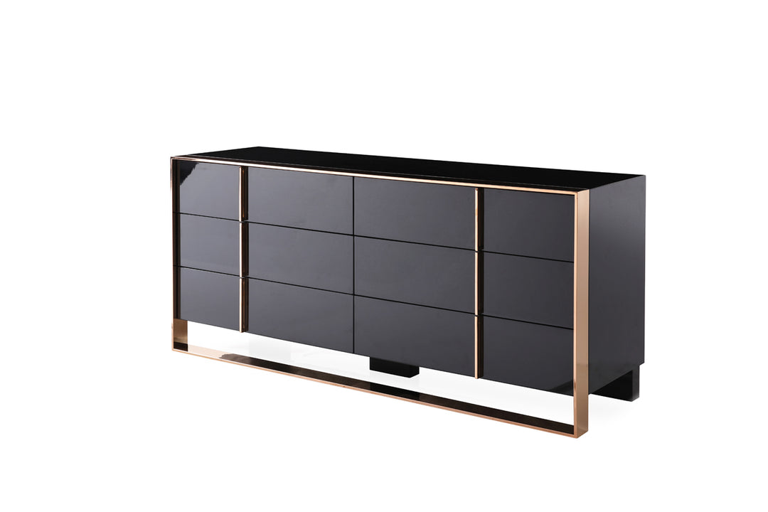 Cartier Modern Black & Rosegold Bedroom Set