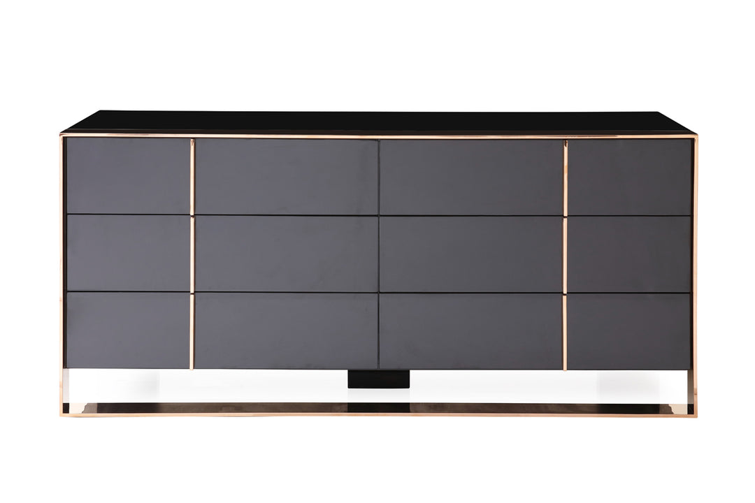 Cartier Modern Black & Rosegold Bedroom Set