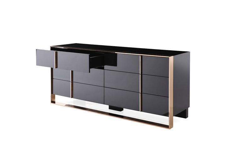 Cartier Modern Black &amp; Rosegold Bedroom Set