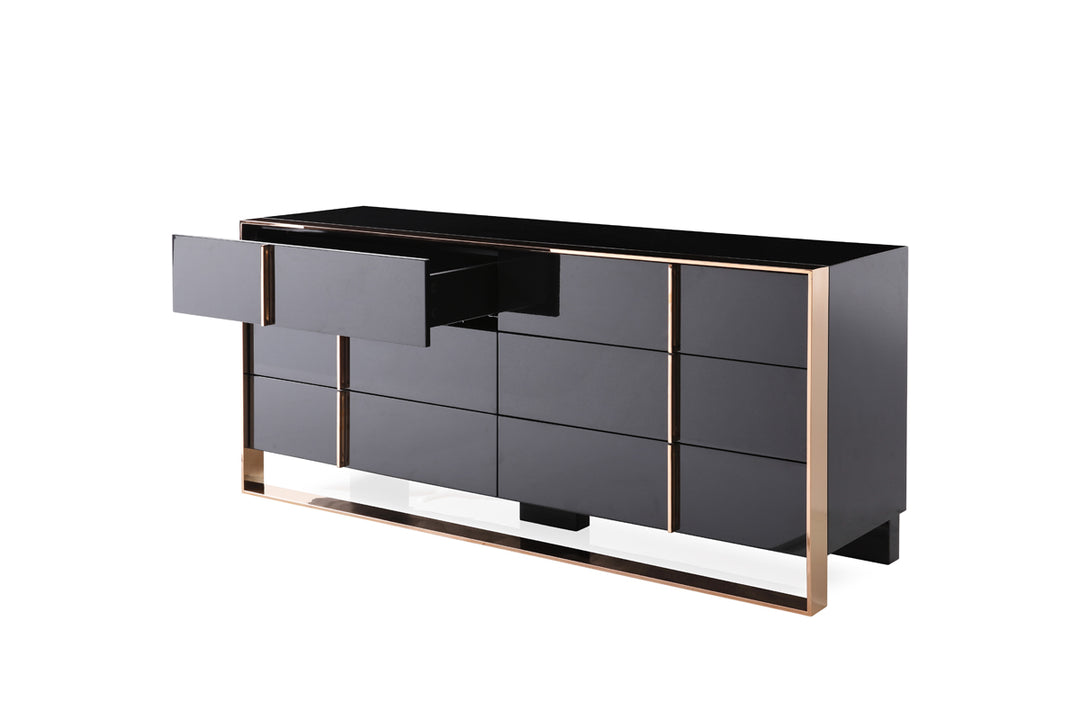 Cartier Modern Black & Rosegold Bedroom Set