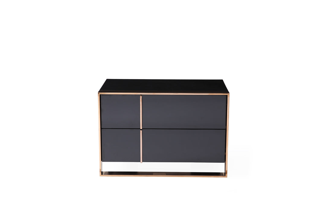 Cartier Modern Black & Rosegold Bedroom Set