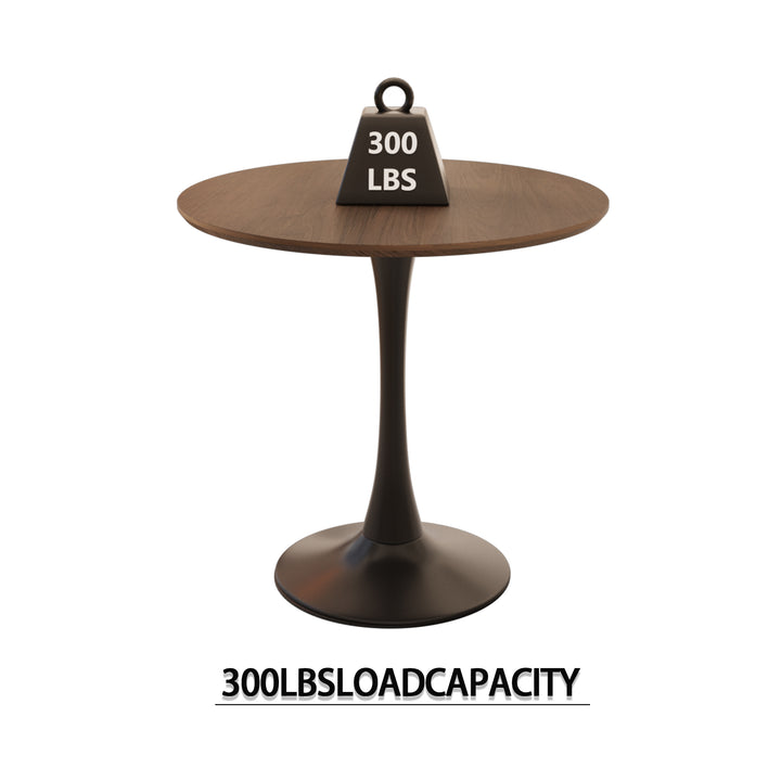 Mid-Century Modern 3-Piece Round Tulip Dining Table Set in Walnut &amp; Beige