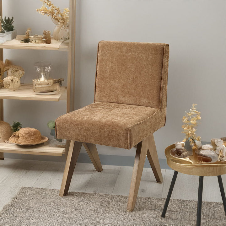 ACME Furniture Zoey Side Chair Set of 2) Chocolate Chenille & Oak