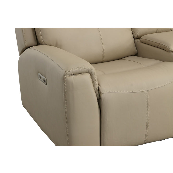 Jarvis Leather Power Reclining Loveseat with Console &amp; Power Headrests in Parchment