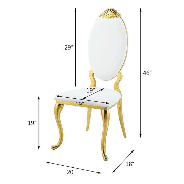 Fallon - Side Chair Set of 2) - White Velvet & Mirrored Gold