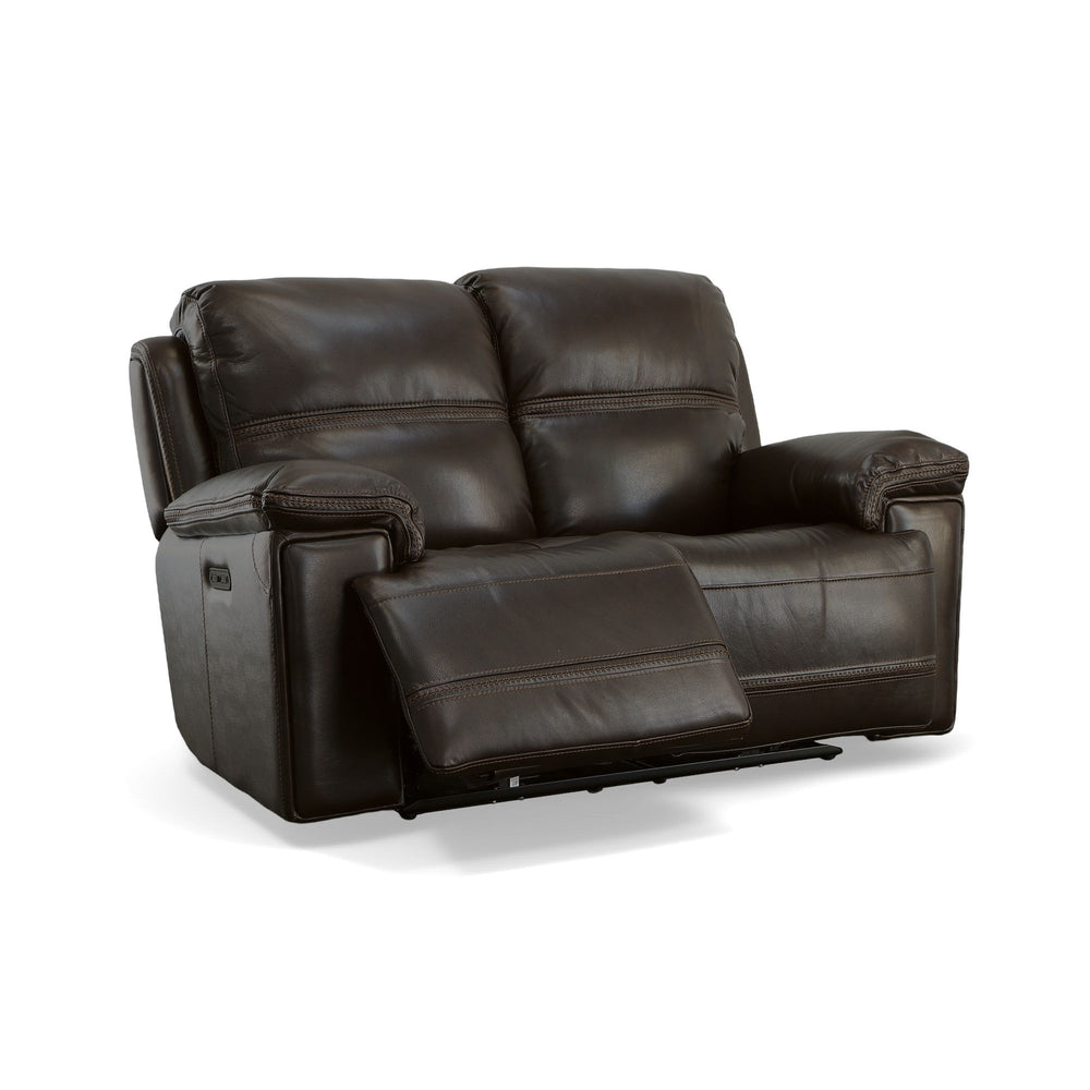 Fenwick Leather Power Reclining Loveseat with Power Headrests in Dark Chocolate