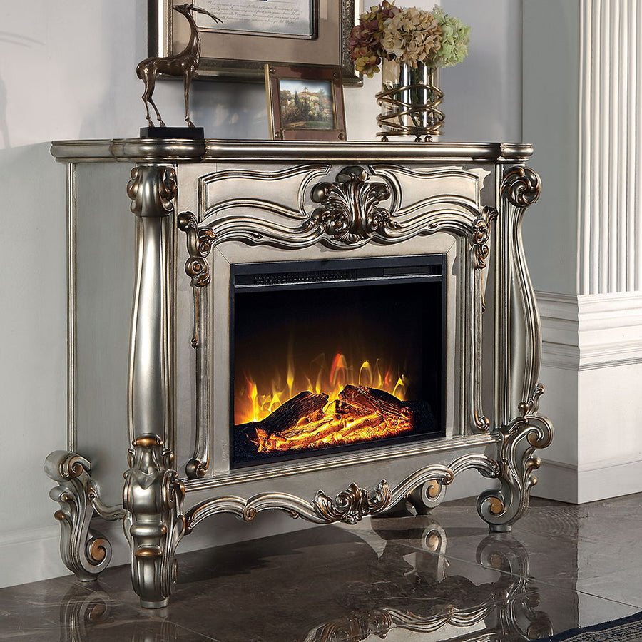 ACME Furniture Versailles Fireplace Antique Platinum