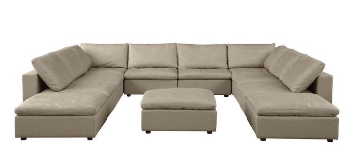 DivanItalia 1100 Top-Grain Italian Leather 11-Piece Sectional with Chaise - Beige