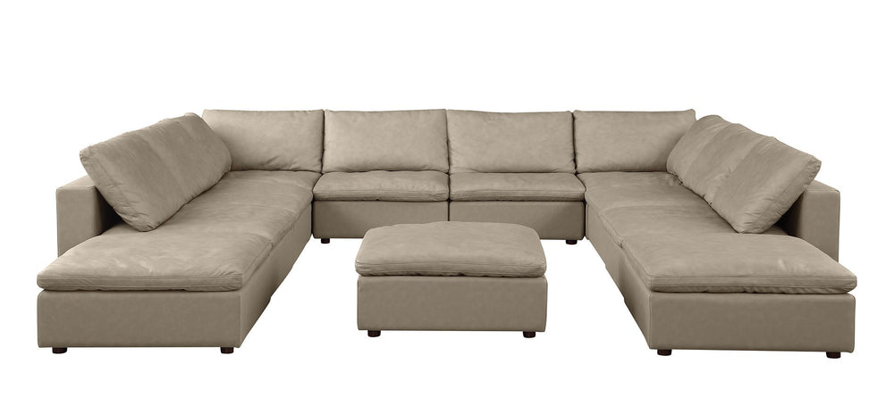 DivanItalia 1100 Top-Grain Italian Leather 11-Piece Sectional with Chaise - Beige