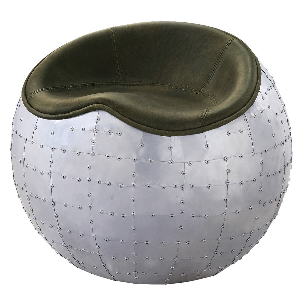 Brancaster - Ottoman - Antique Emerald Top Grain Leather & Aluminum