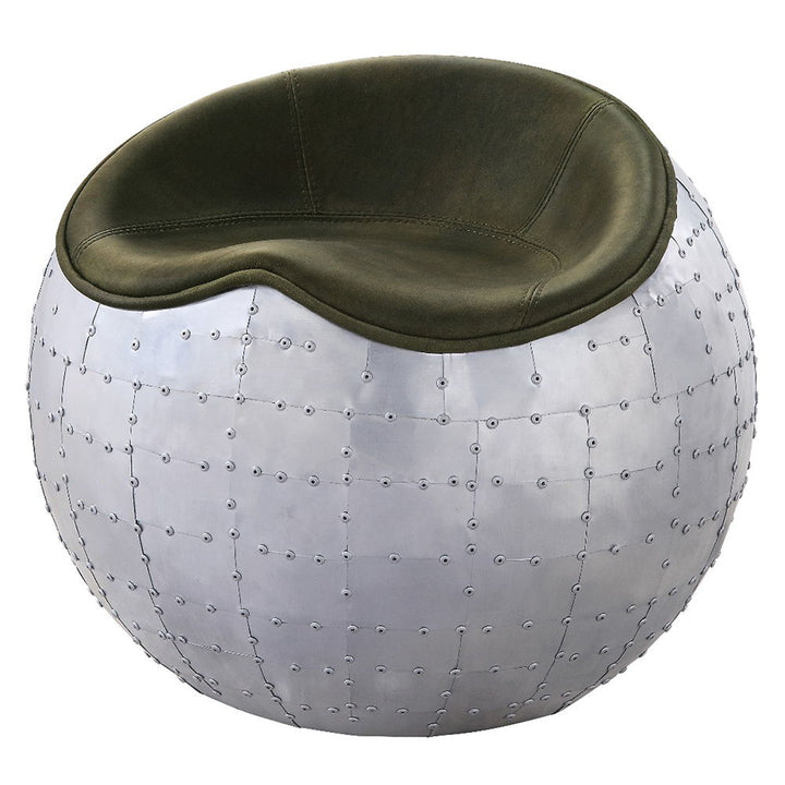 Brancaster - Ottoman - Antique Emerald Top Grain Leather & Aluminum