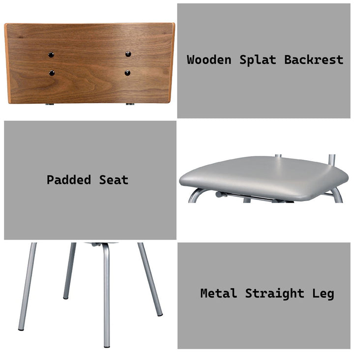 Jurgen - Side Chair Set of 2) - Gray Synthetic Leather, Oak & Silver