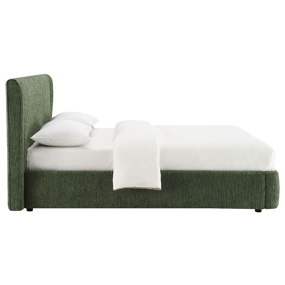 Cheryl - Queen Bed - Dark Green Chenille