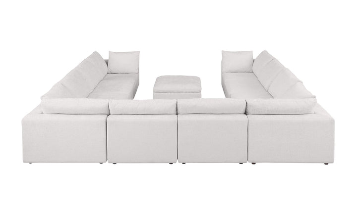 DivanItalia 1100 11-Piece U-Shaped Sectional in Top-Grain Italian Leather - Pearl