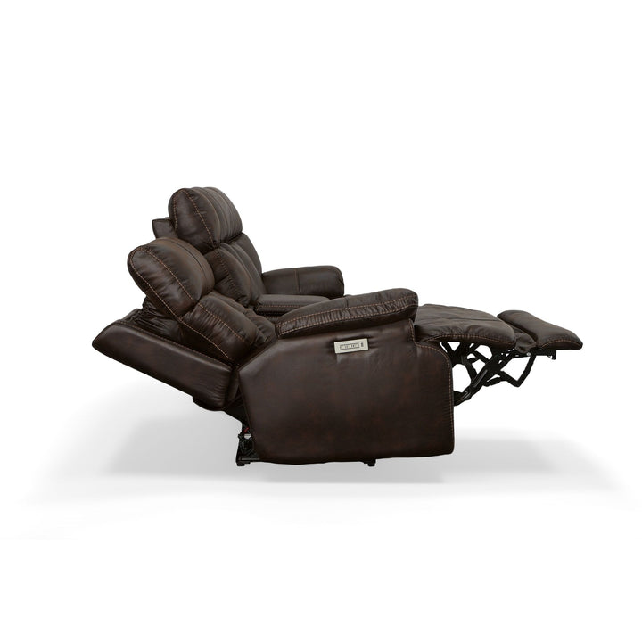 Clive Fabric Power Reclining Loveseat with Console, Power Headrests &amp; Lumbar in Clove