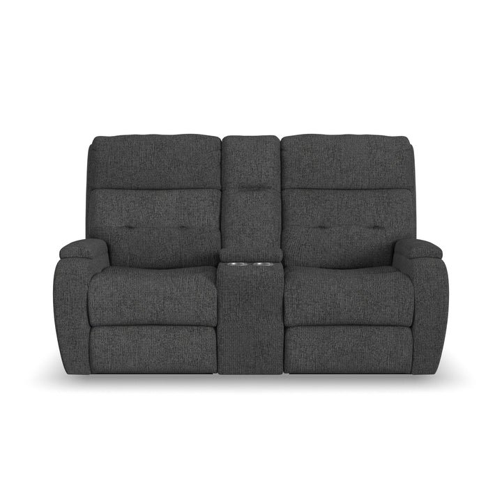 Strait Power Reclining Loveseat With Console &amp; Power Headrests Gray