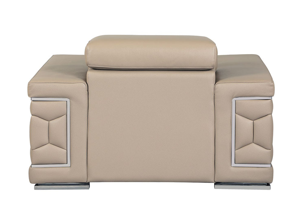 DivanItalia 692 Chair with Adjustable Headrest in Top-Grain Italian Leather - Beige