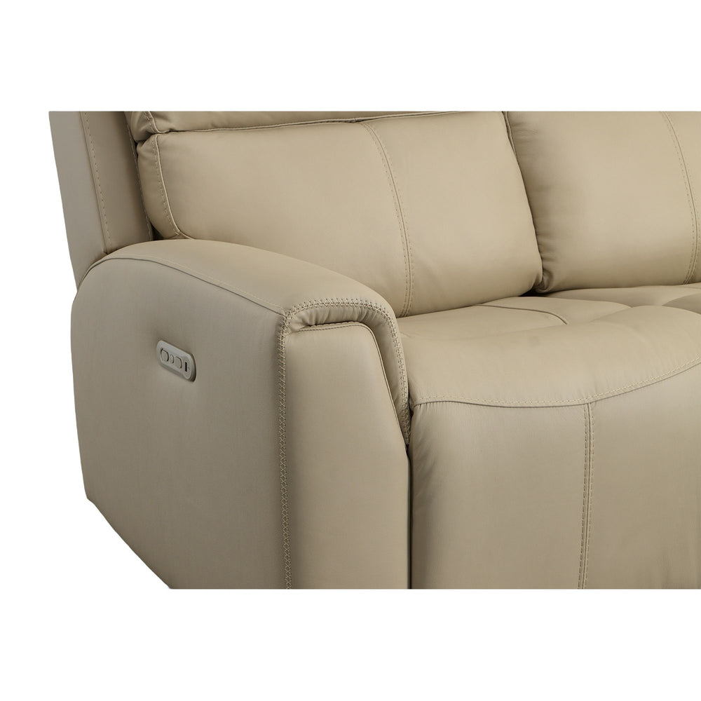 Jarvis Leather Power Reclining Sofa with Power Headrests in Parchment