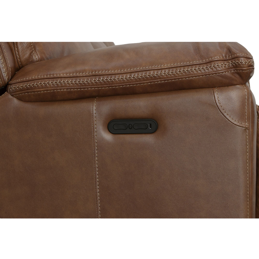 Fenwick Leather Power Reclining Sofa with Power Headrests in Cognac