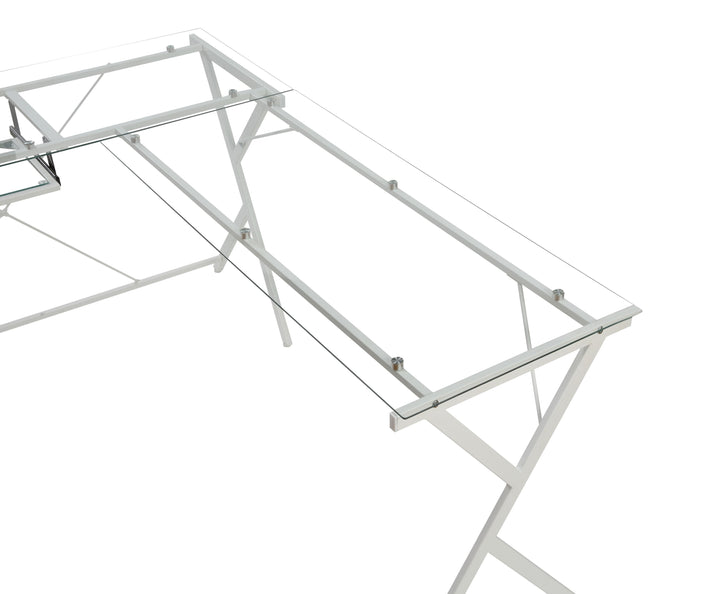 Dazenus - Computer Desk - Clear Glass Top & White