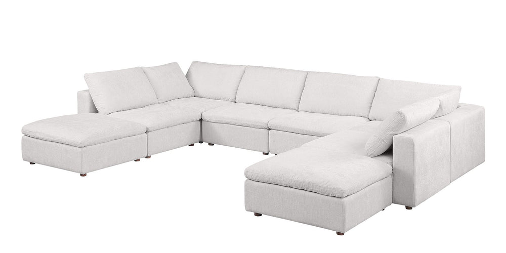 DivanItalia 1100 Top-Grain Italian Leather 8-Piece Sectional with Chaise - Light Gray