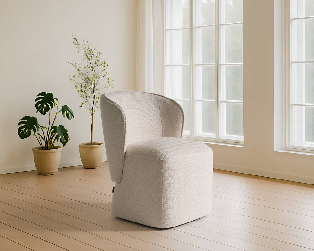 Souza - Modern Fabric Swivel Dining Chair - View 3