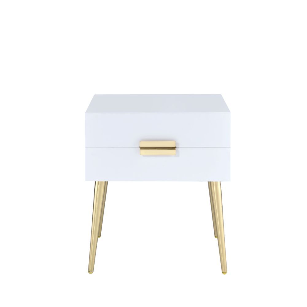 Denvor - End Table - White & Gold