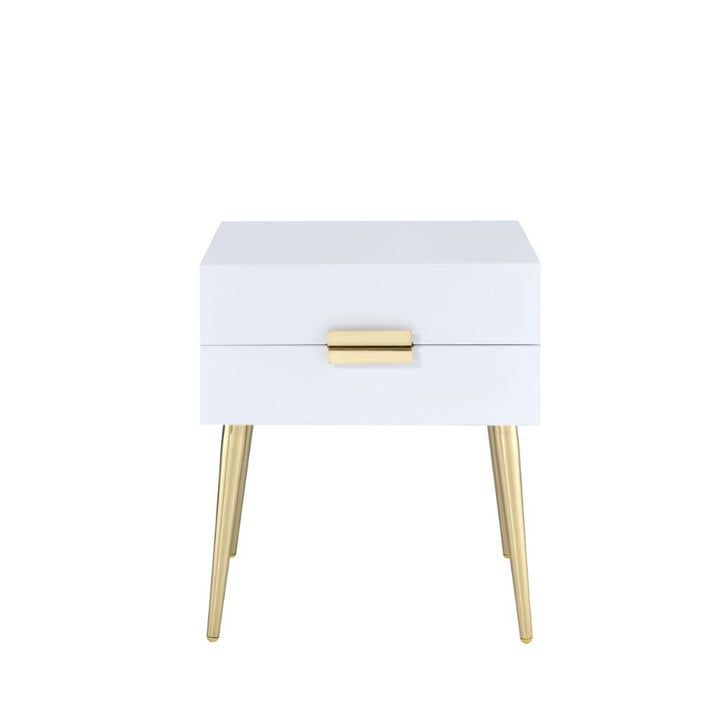 Denvor - End Table - White & Gold