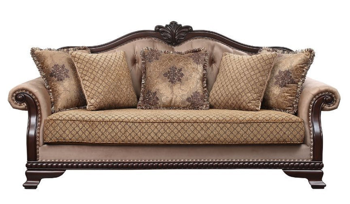 Chateau De Ville - Sofa With 5 Pillows Same Lv01588) - Fabric & Espresso